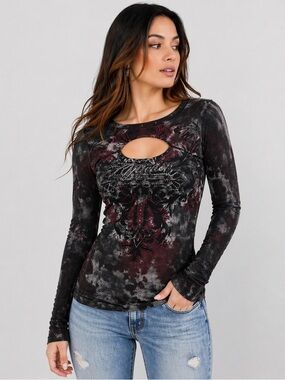 Affliction Cutout Top Y2K Grunge XL